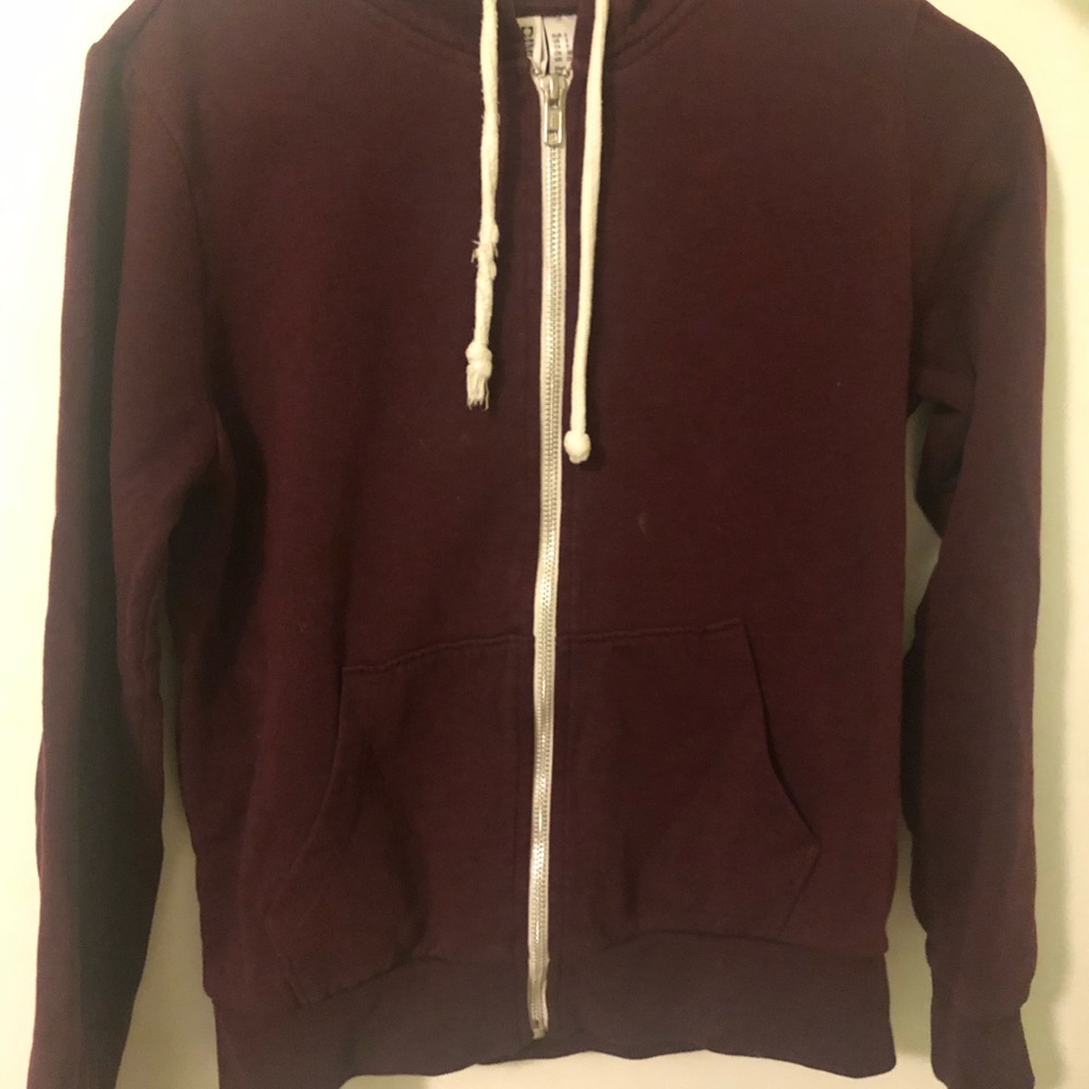 H&M burgundy zip up sweater